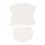Condor - Set Completo Neonata in Cotone con Tulle Colore Latte