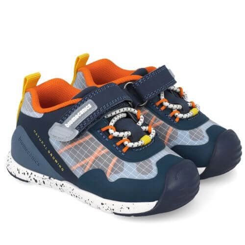 Biomecanics – Sneakers sportive blu navy con dettagli arancio