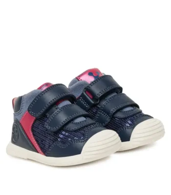 Biomecanics – Scarpa blu con detttagli fuxia e paillettes