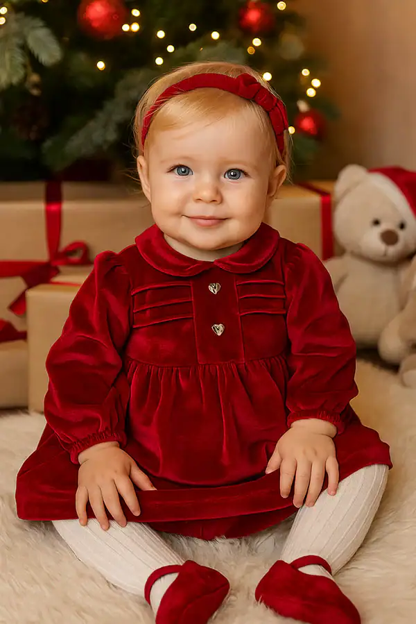 Babyvip - Abitino in velluto rosso