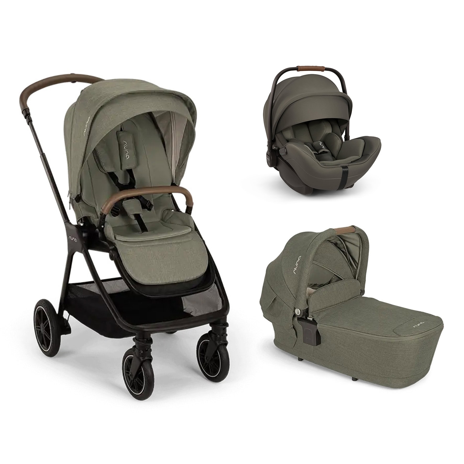 NUNA – Trio Triv Next Pine con navicella Lytl e seggiolino auto Arra Flex