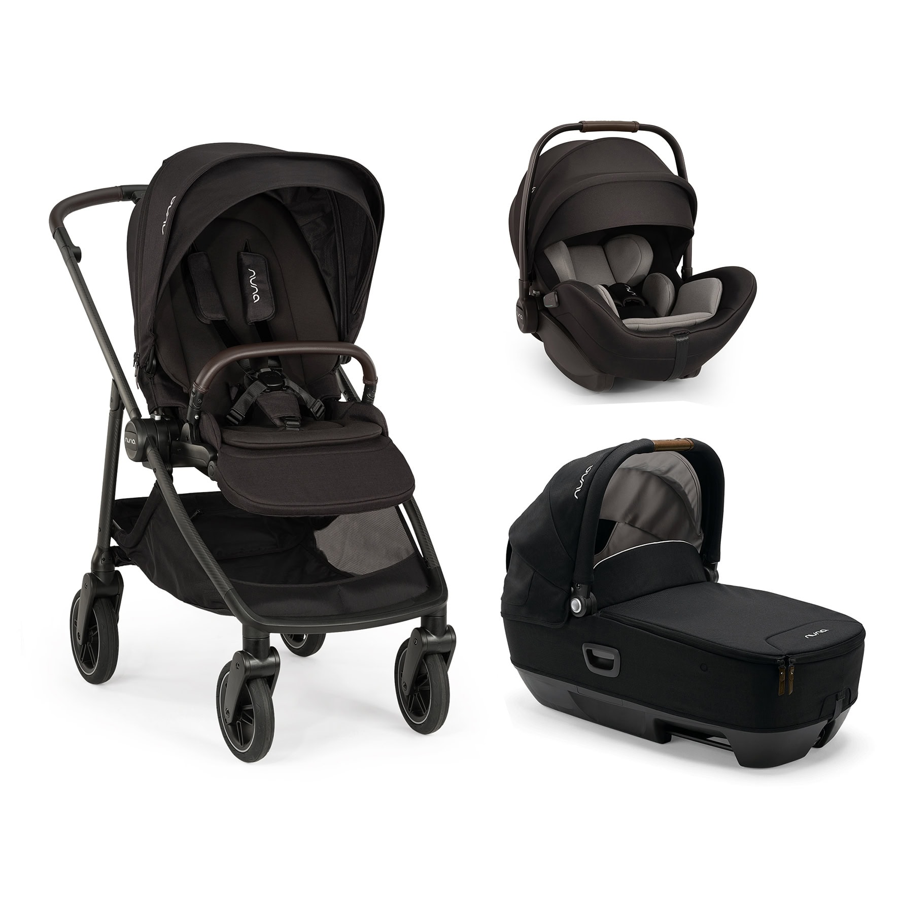 NUNA Trio Swiv Caviar con navicella Cari Next e seggiolino Arra Flex NUNA – Trio Swiv Caviar con navicella Cari Next e seggiolino auto Arra Flex - immagine 1