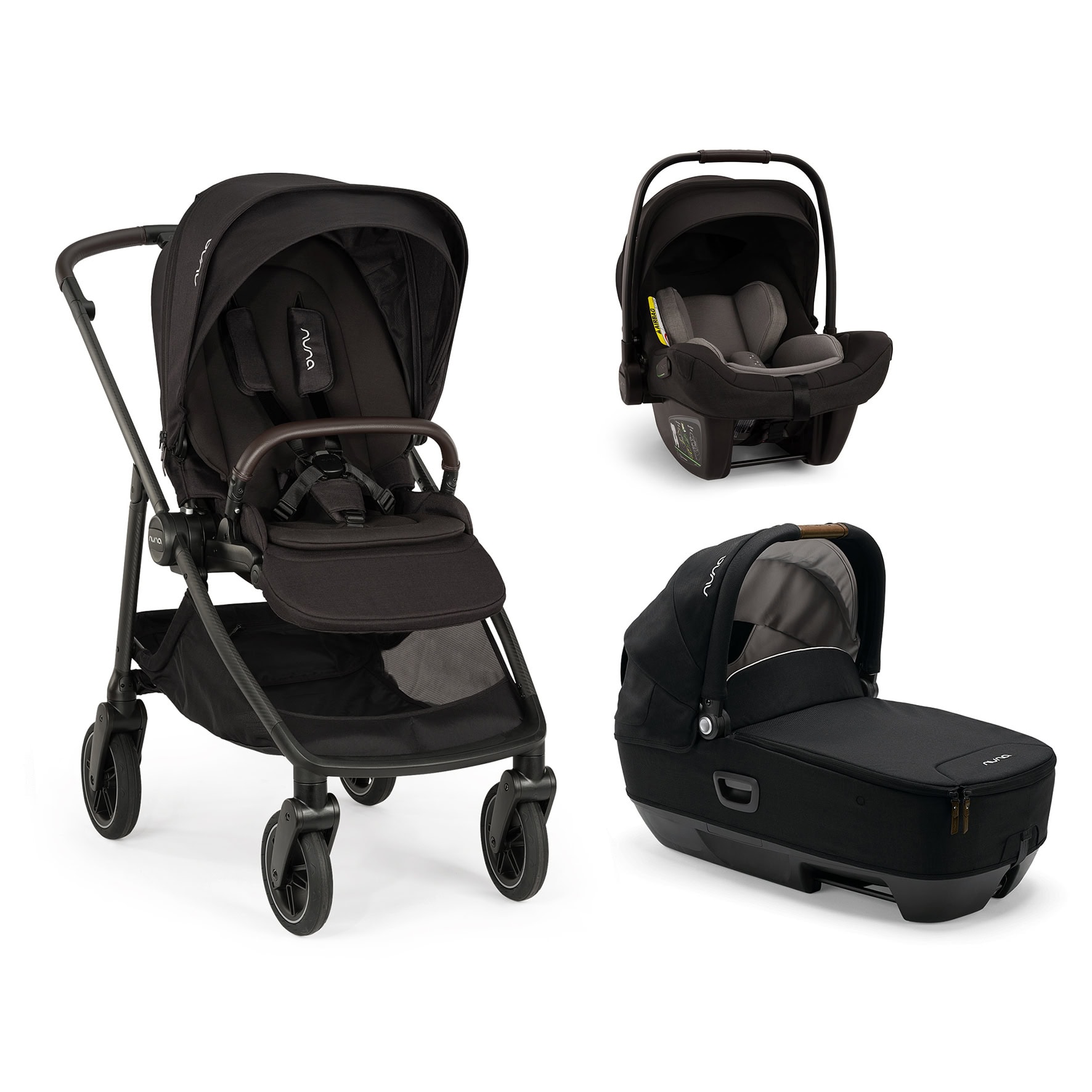 NUNA Trio Swiv Caviar con navicella Cari e seggiolino Pipa Next NUNA – Trio Swiv Caviar con navicella Cari Next e seggiolino auto Pipa Next - immagine 1