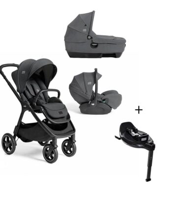 Il Trio Finiti Ebony &egrave; composto da Passeggino, Navicella Calmi e Seggiolino Auto i-Level-Pro e base Encore.