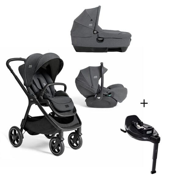 Il Trio Finiti Ebony &egrave; composto da Passeggino, Navicella Calmi e Seggiolino Auto i-Level-Pro e base Encore.