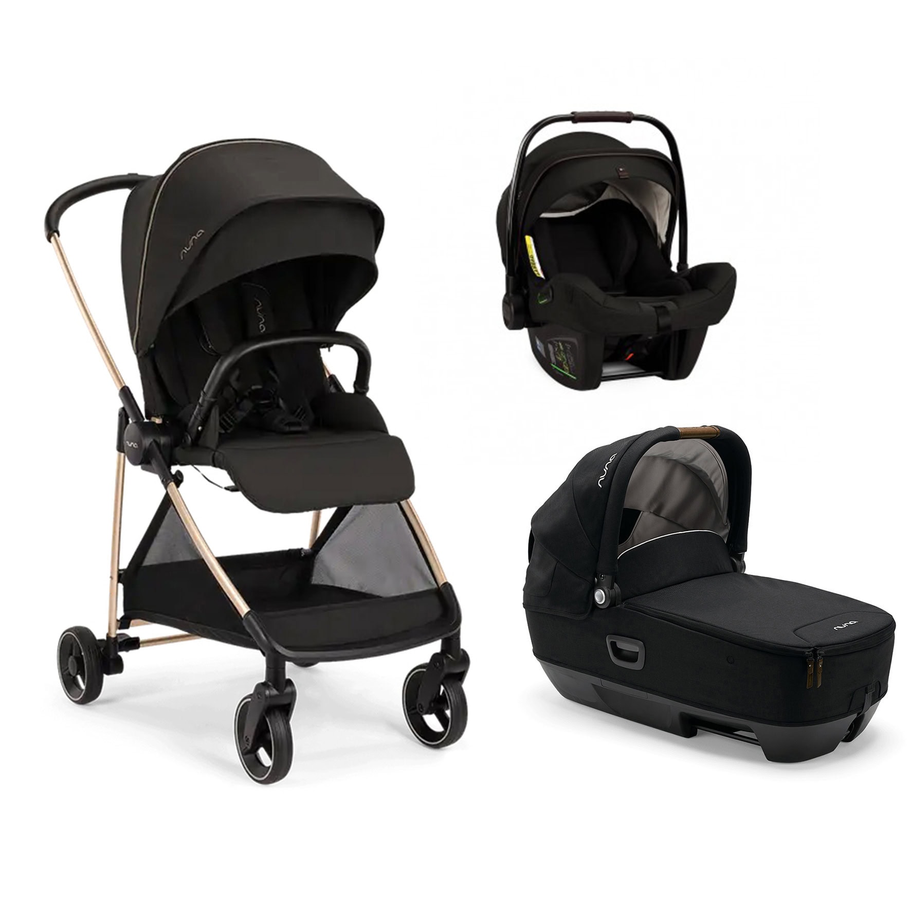 NUNA – Trio IXXA Next Riveted Rose con Navicella Cari Next e Seggiolino auto Pipa Next