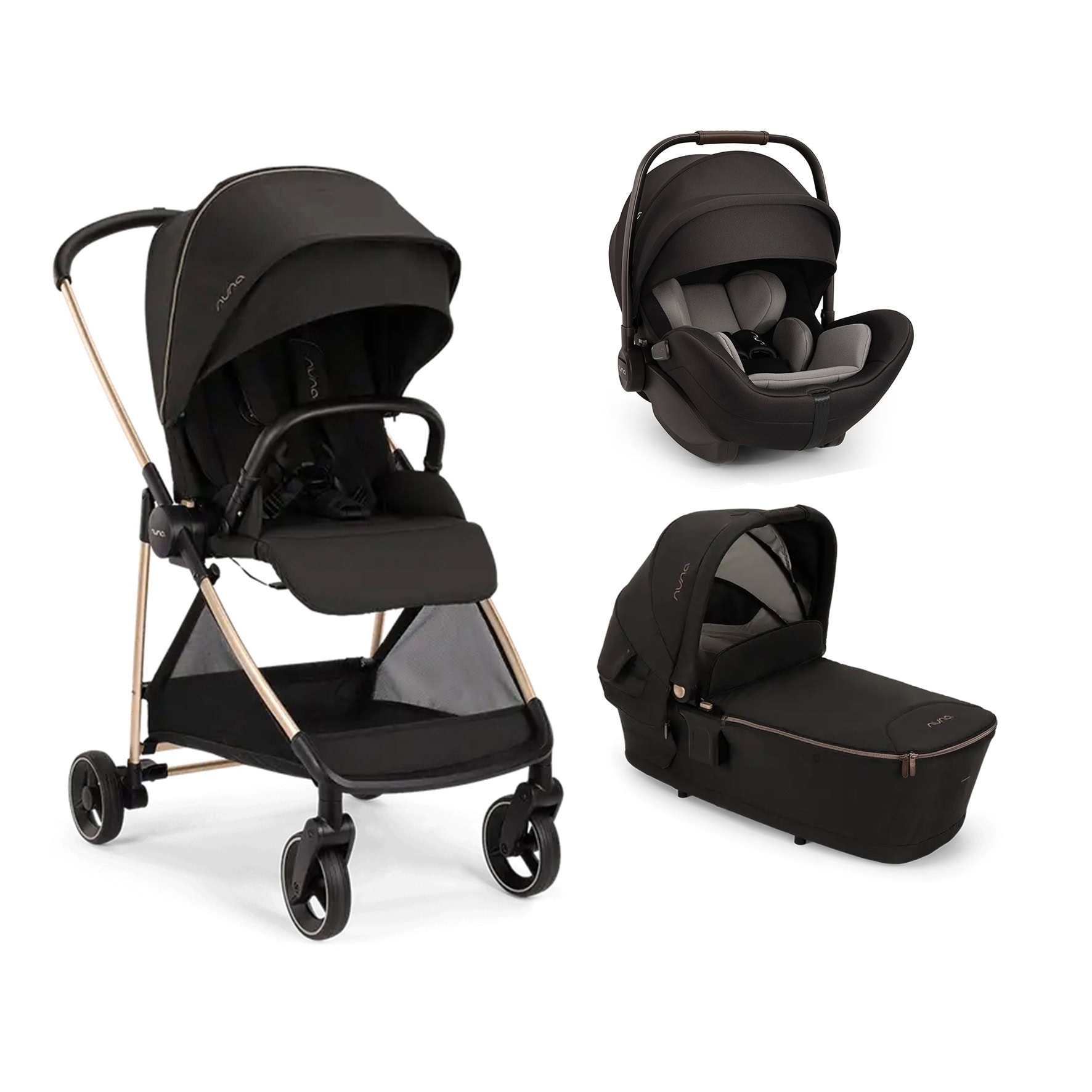 NUNA – Trio IXXA Next Riveted Rose con navicella Lytl e seggiolino auto Arra Flex