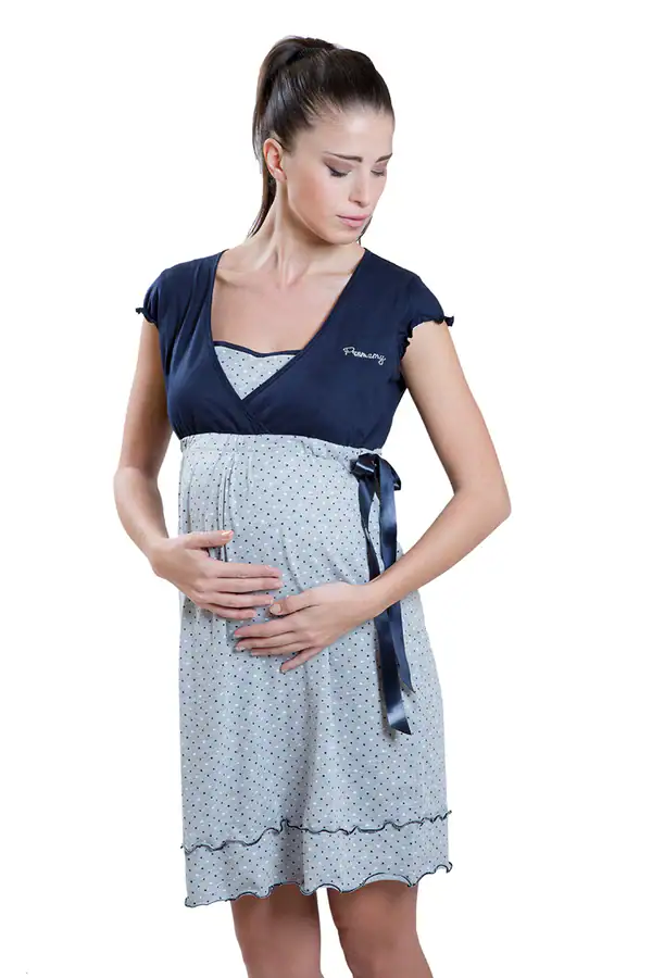 Premamy Camicia da notte premaman per gravidanza e allattamento mezza manica Premamy – Camicia da notte premaman per gravidanza e allattamento mezza manica - immagine 1