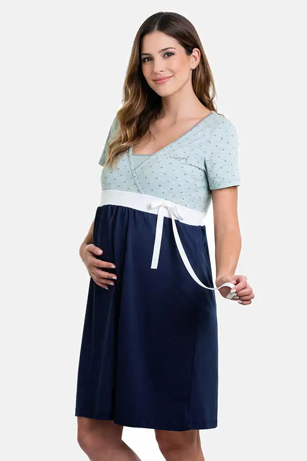 Premamy Camicia da notte premaman pre e post parto mezza manica Premamy – Camicia da notte premaman pre e post parto mezza manica - immagine 1