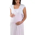 Premamy – Camicia da notte premaman mezza manica rosa e bianca a pois
