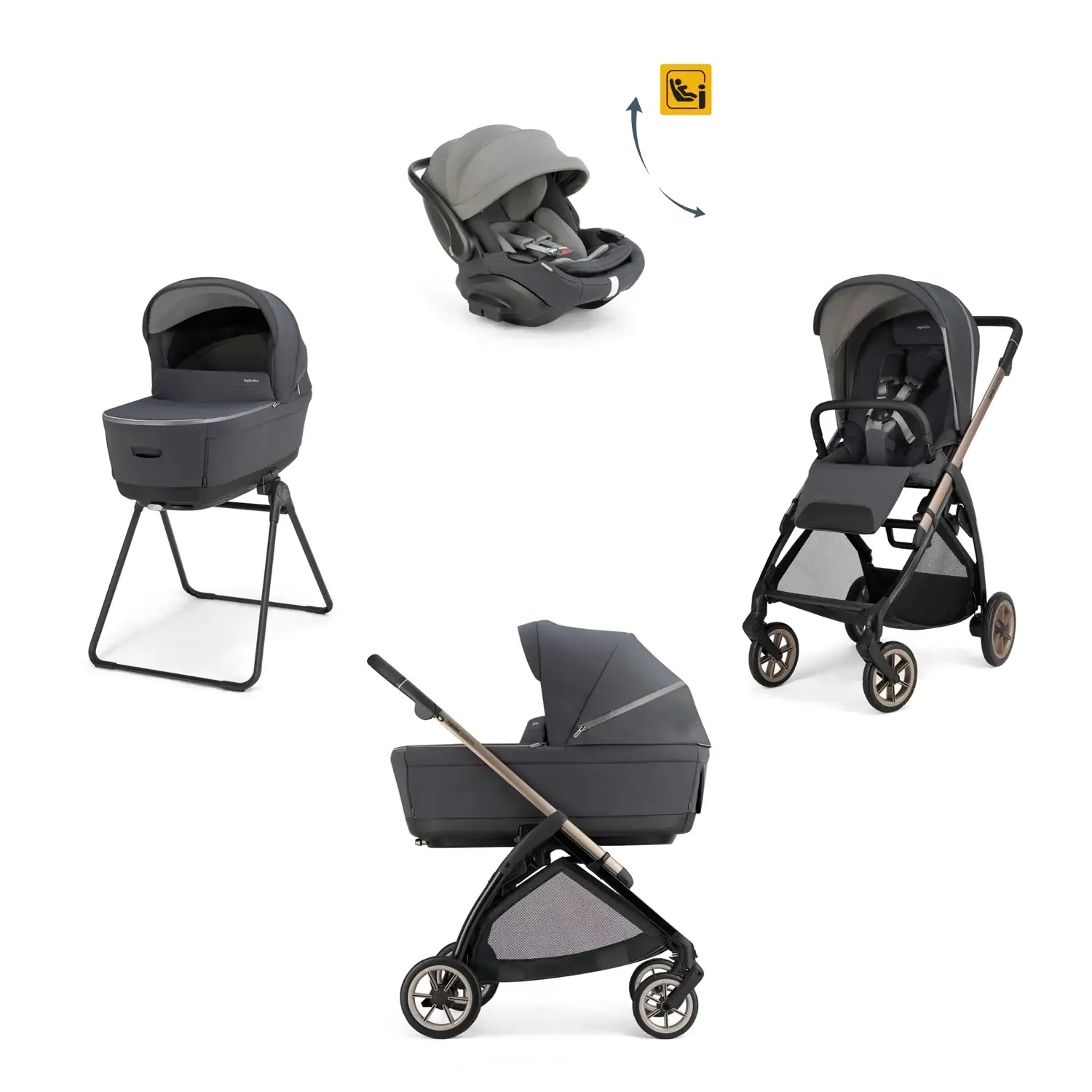 System Quattro Electa Garage Grey con Darwin Infant Recline Evo INGLESINA – System Quattro Electa Garage Grey con Darwin Infant Recline Evo - immagine 1