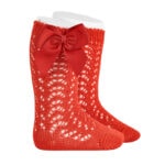 Condor &ndash; Calze alte traforate in cotone con fiocco - immagine 8