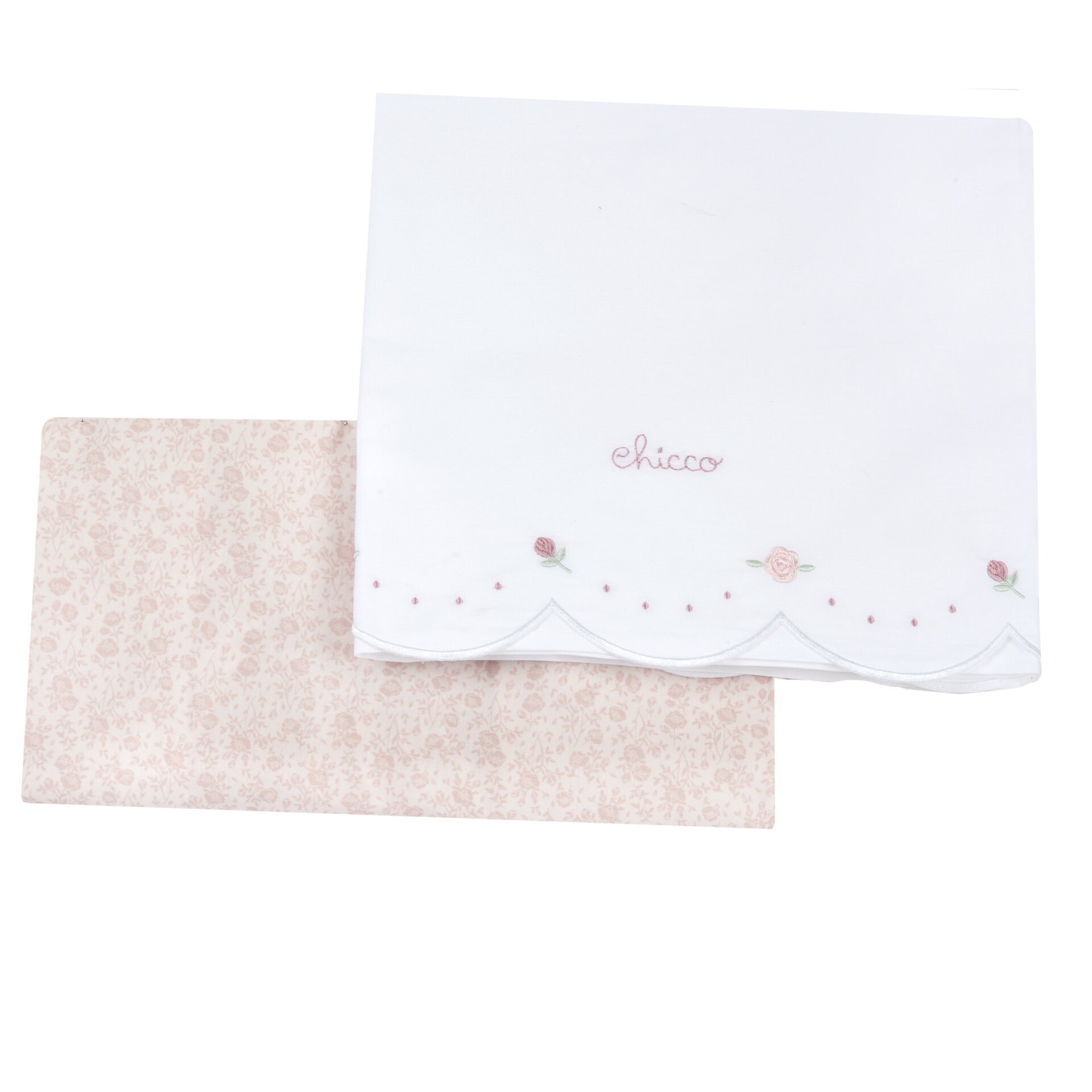set lenzuolina con ricamo rose Chicco - Set 2 pz Lenzuolina con Rose - immagine 1