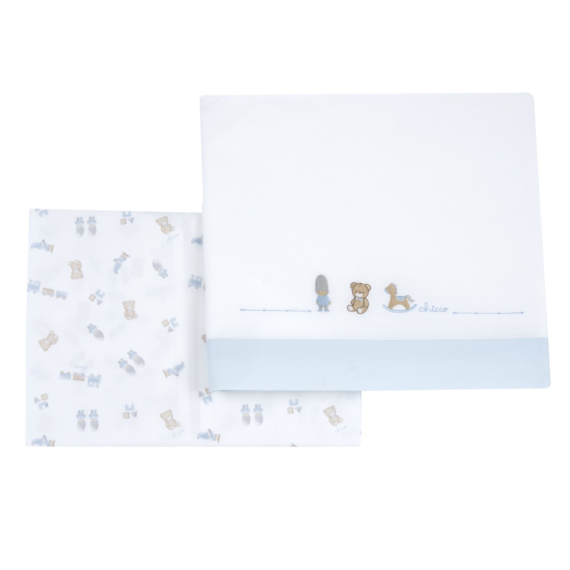 set lenzuolina con trenino Chicco - Set 2 pz Lenzuolina con Trenino - immagine 1