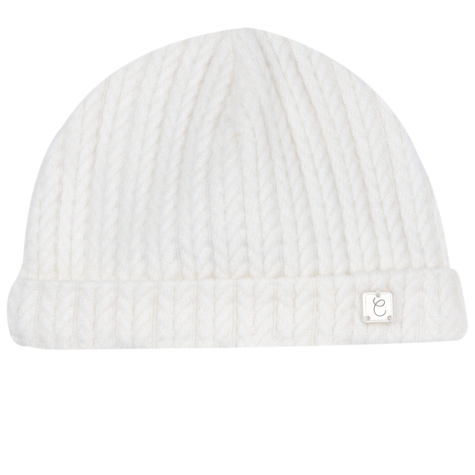 cappellino bianco spigato Chicco - Cappello in Ciniglia Bianco Effetto Spigato con Medaglietta Effetto Madreperla 1-3 mesi - immagine 1
